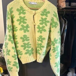 Zara Yellow and Green Floral Cardigan